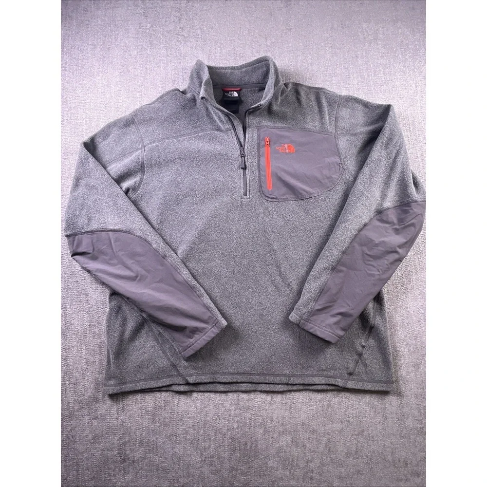 The North Face Fleece 1/4 Zip Men's L Gray Lightweight Chest Pocket Hiking Logo
